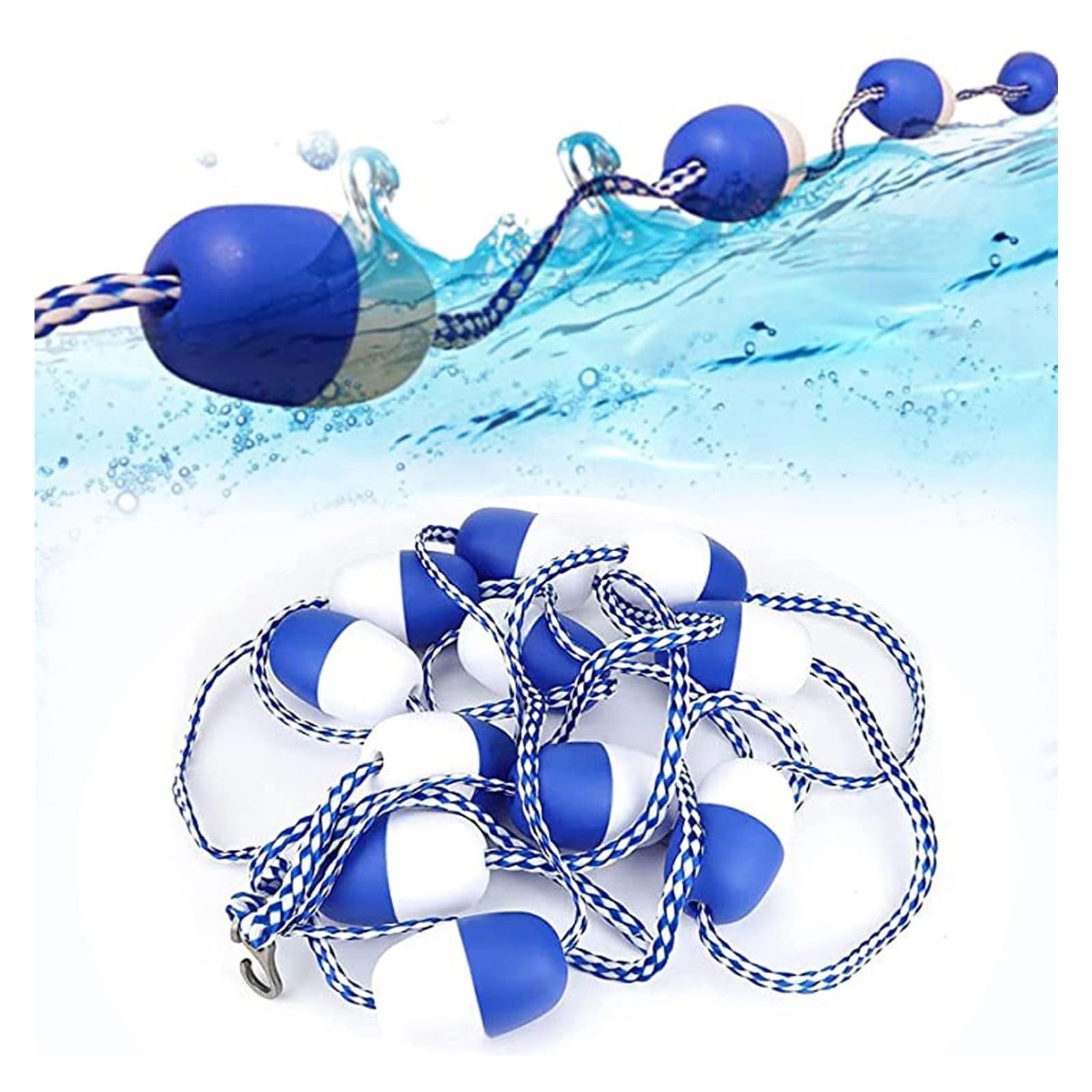 Corda di Sicurezza per Piscina, divisore di Sicurezza per Piscina Galleggiante da 1ft-100ft Linea per corsia di Nuoto Corda di Sicurezza per Piscina con Gancio preinstallata Regolabile