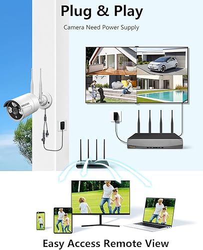 Miniatura 9 de Antenas Duales para Wi-Fi Mejorado con IA de Detección Humana 2K 3.0MP Sistema de Cámara de Seguridad Inalámbrica, Kits de DVR de Vigilancia con