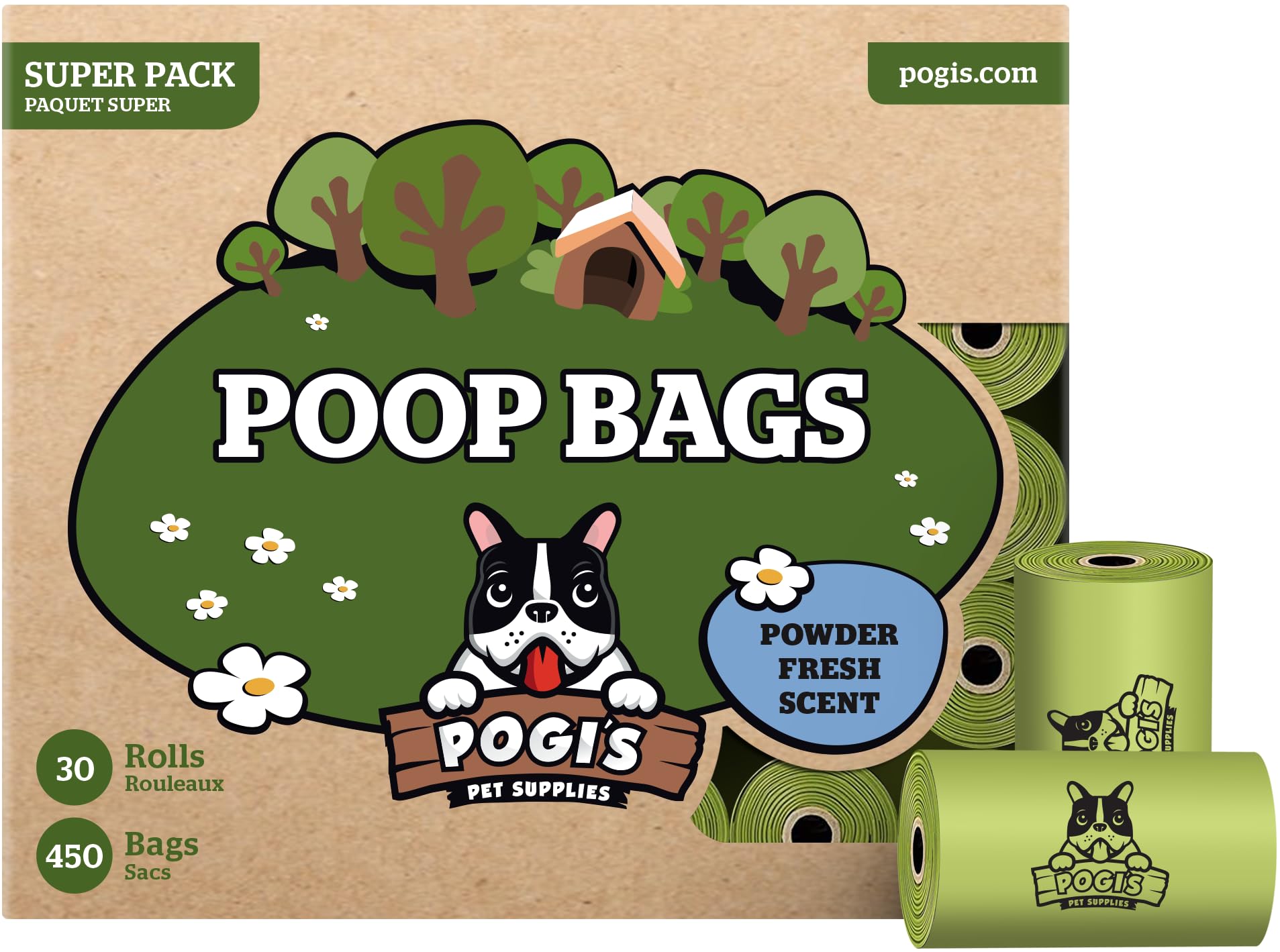 Pogi’s Dog Poop Bags – Leak-Proof & Extra Thick Pet Waste Bags (Fresh Scent, 30 Rolls, 450-Count)