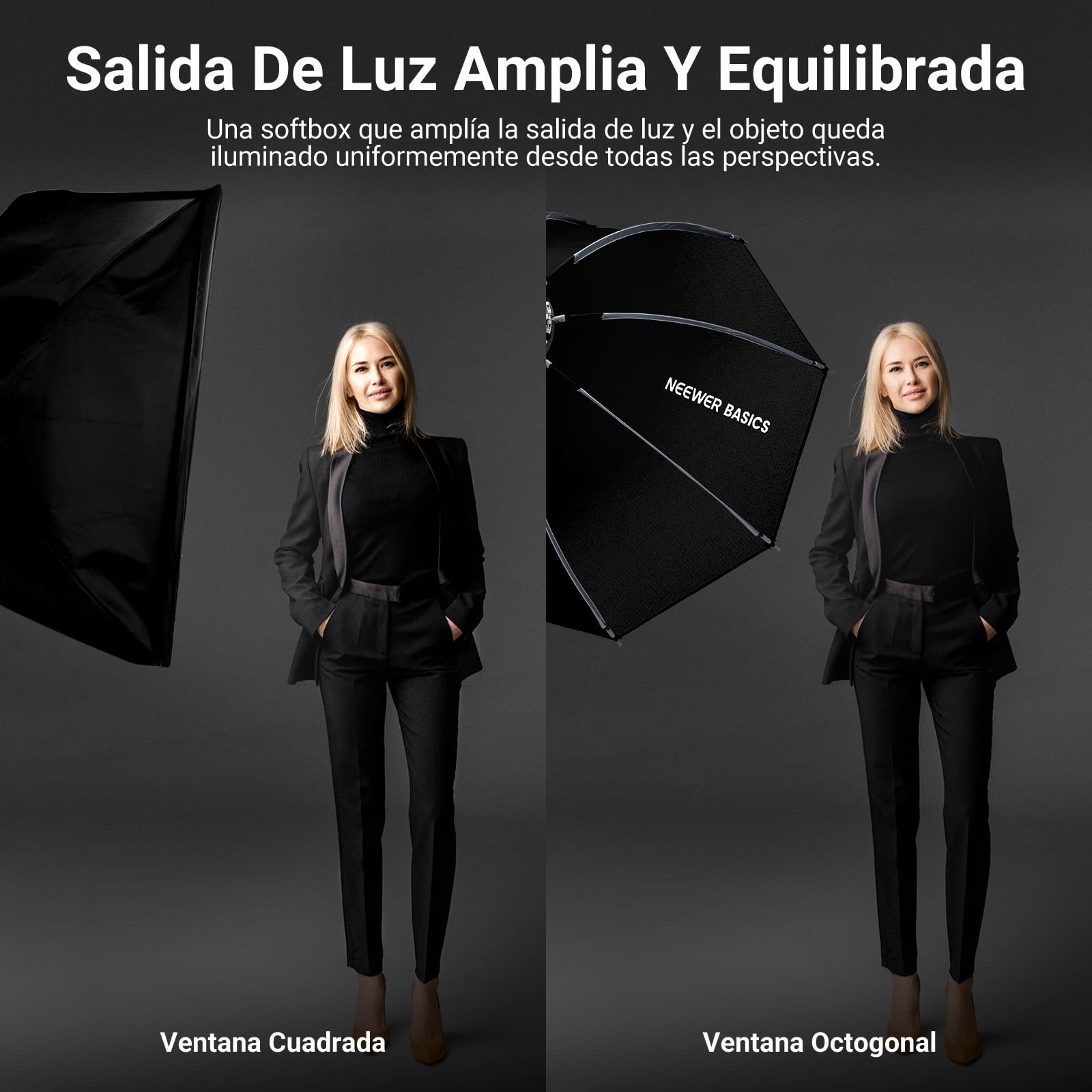 NEEWER Softbox Octogonal 35"/90 cm, Soft Box Nailon con Montura Bowens Honeycomb Grid, Difusores Luz y Bolsa, Para RGB CB60 CB60B CB200B MS60B MS60C MS150B S101-300W/400W Pro Vision 4 Q4, NS35P