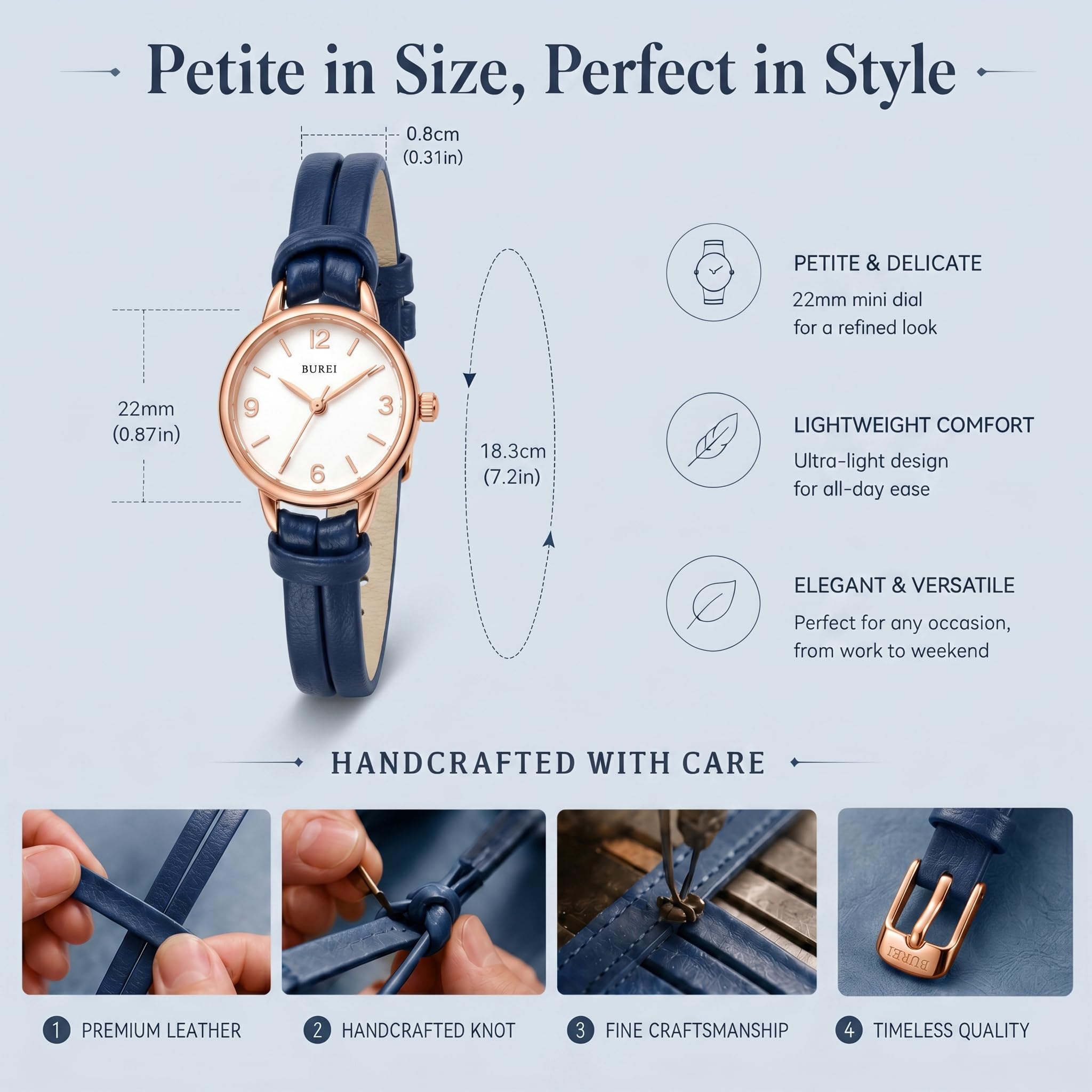 BUREI Orologi da donna in pelle nera orologio da donna moda semplice orologi eleganti analogico al quarzo orologio sottile braccialetto orologi da donna orologi da donna facile da leggere piccolo mini