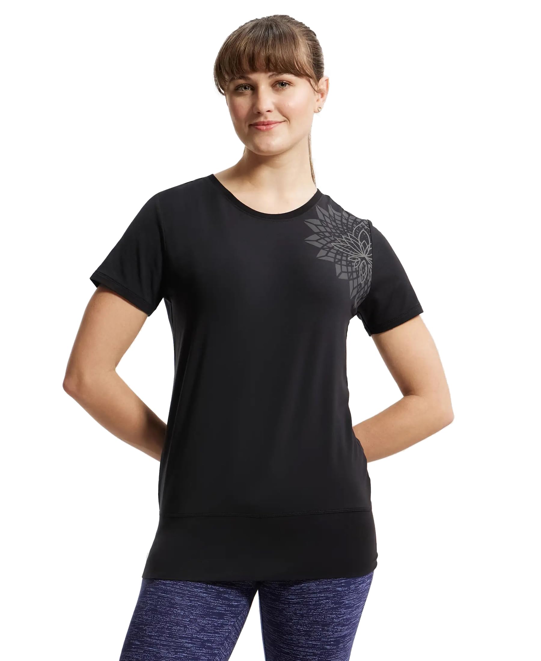 jockey JW52 Women's Tencel Lyocell Elastane Stretch Graphic Print Relaxed Fit Half Sleeve T-Shirt with Stay Fresh Treatment (Prints May Vary)-picture-33