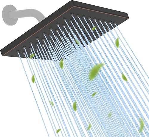 Miniatura 12 de Hibbent Cabezal de ducha de lluvia de metal grueso, cabezal de ducha de lluvia de alta presión de 8 pulgadas, cabezales de ducha de cascada de baño,