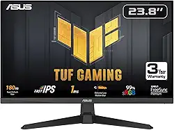 Monitor para jogos ASUS TUF Gaming VG249Q3A de 24” (23,8” visíveis), 1080p, Full HD, 180 Hz, IPS rápido, ELMB, 1 ms, FreeSync Premium, alto-falantes, overdrive variável, 99% sRGB, DisplayPort, HDMI