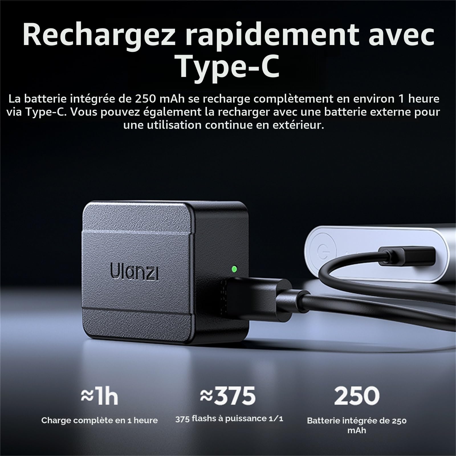 ULANZI SL01 Mini Flash d'appareil Photo, GN8 6500K Flash Speedlite pour Appareil Photo, 4 Niveaux de Puissance (1/8~1/1), Sabot Flash à Contact Unique pour appareils Photo Nikon, Sony, Fujifilm