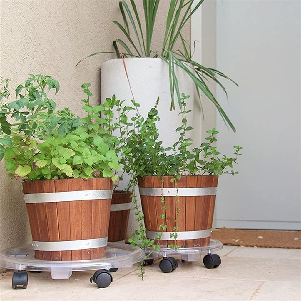 Plant standPlanter Caddy with Brake 360 Degree Wheel Flower Pot Mobile Tray Plant Stand Indoor Outdoor Planter Caddy(Transparent-30cm)