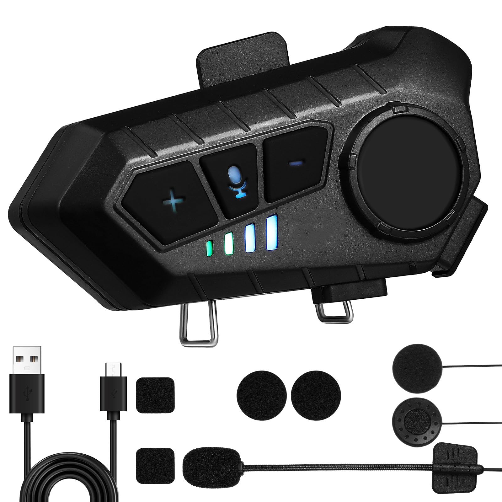 Cabilock Auricolare Wireless per Casco Moto, Batteria 1000mah, Nero