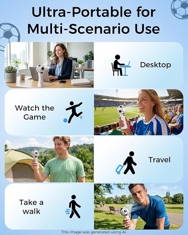 Handheld Portable Turbo Fan with Ice Cooler, 5-Speed Settings,World Cup trophy handheld fan,Rechargeable Personal Fan [5000mAh], Small Pocket Fans for Travel, Outdoor Use, Home and Office.(White) by XIACHAN - Used condition - Image 6