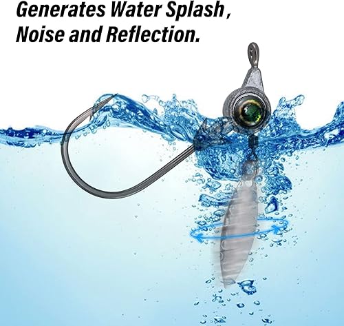 Miniatura 4 de Dr.Fish Paquete de 10 plantillas de pesca Underspin Heads Mustad Hooks 3D Eye Crappie Jig Heads Round Jig Willow Blade Sin Pintar Jig Water Bass