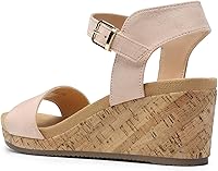 Vista 3 de DREAM PAIRS Sandalias de cuña con plataforma y hebilla de punta abierta para mujer 2025