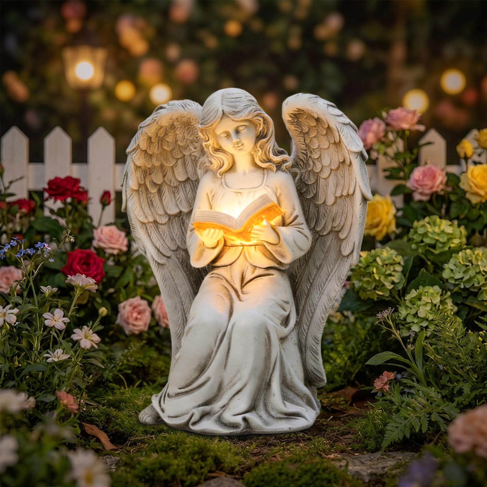 Amazon.com: Angel Statue Outdoor, Solar Angel Reading Book with