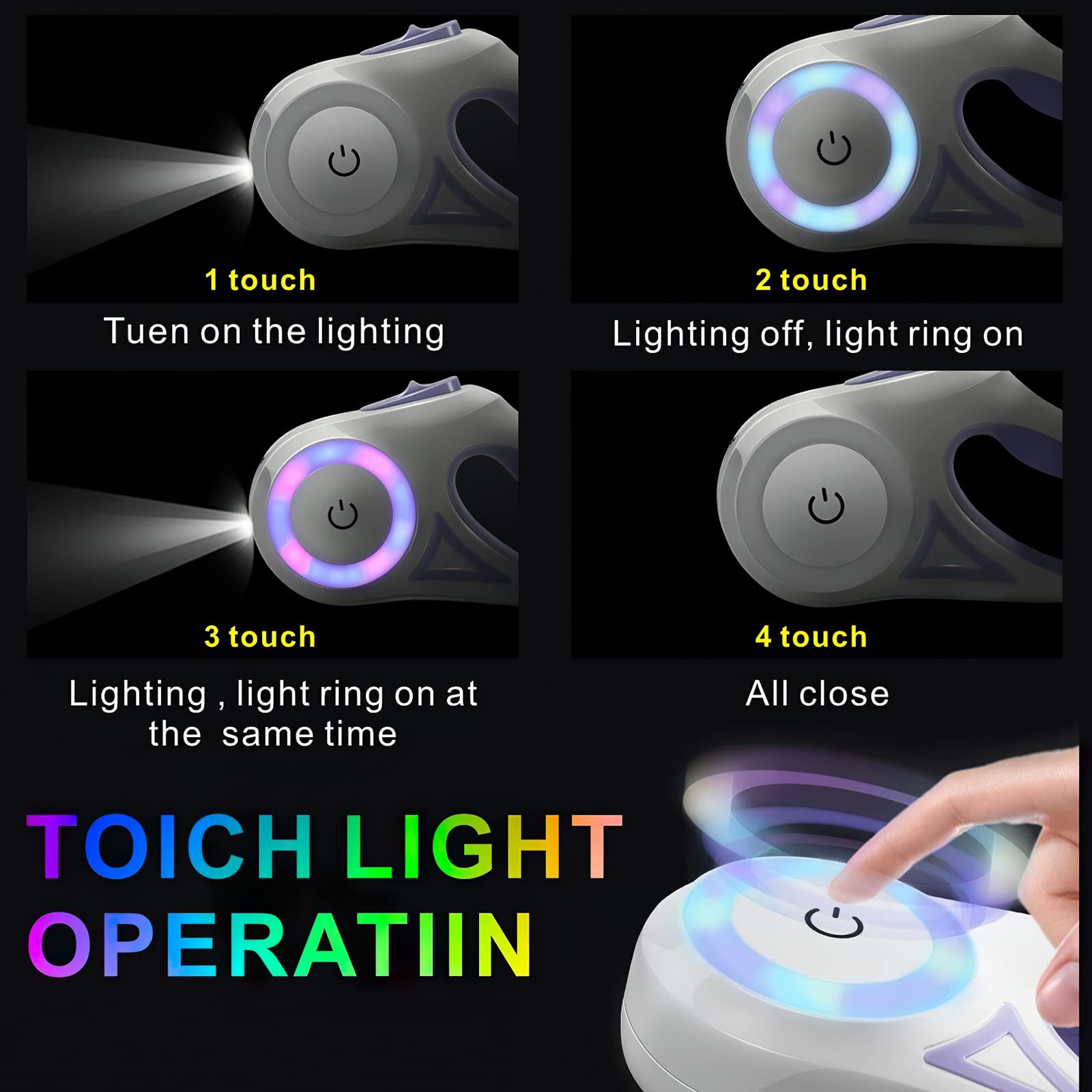 Galatée Laisse De Chien Rétractable, Frein Et Verrouillage Faciles à Un Bouton Laisse De Chien Extensible avec Lampe De Poche LED(M, Longueur De Corde 5M, Vert)