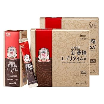 正官庄 紅蔘精エブリタイムV 4箱（計132包） Amazon | 正官庄(ジョンガンジャン) 紅参精エブリタイムV