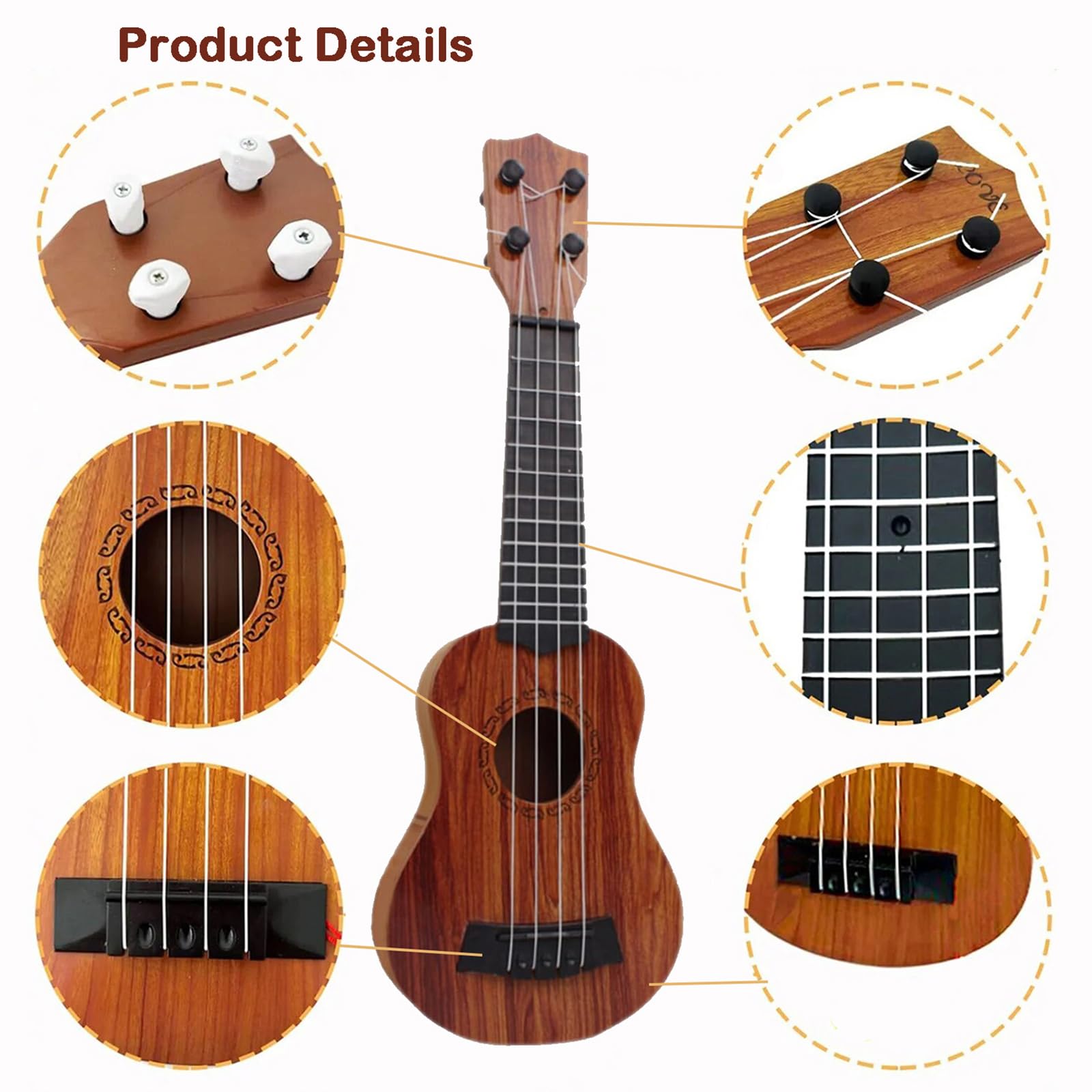 Ukulele Bambini, 38cm Chitarra Giocattolo, Mini Chitarra Bambini Con 4 Corde Regolabili, Musica Giocattoli Educativi, per Principiante, Ragazzo Ragazza (15 Pollici)