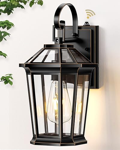 VIANIS Iluminación de pared exterior del anochecer al amanecer, aplique de pared exterior impermeable de oro negro para casa, 100% aluminio