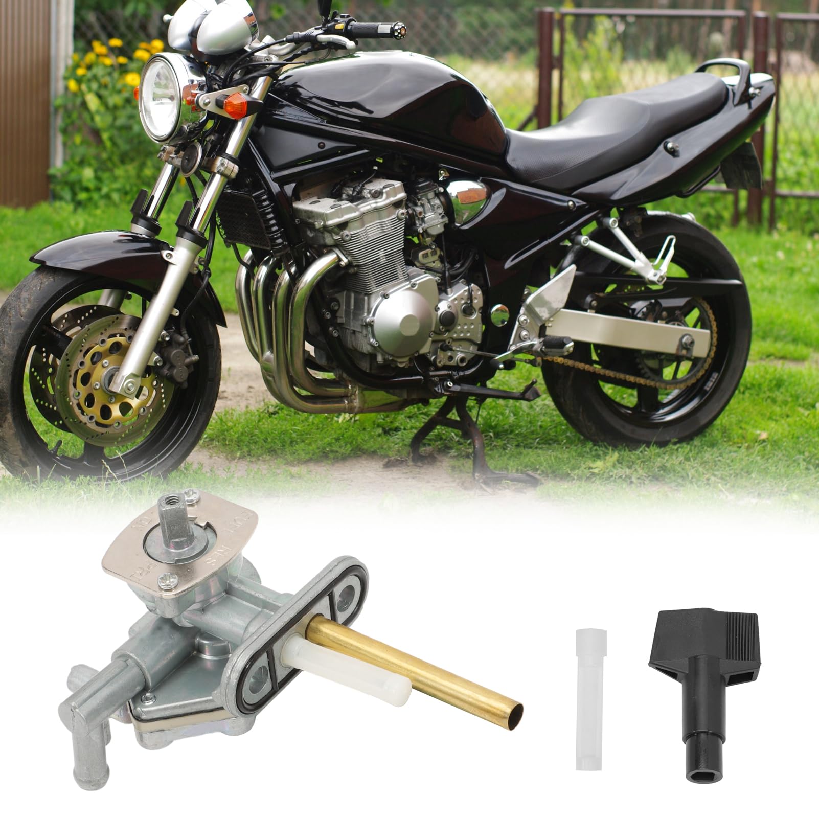 Robinet essence pour Suzuki Bandit GSF600 GSF1200 GSF1200S Bandit S Aluminium Robinet D'essence Petcock Robinet De Carburant 44300-26E00 44300-26E01