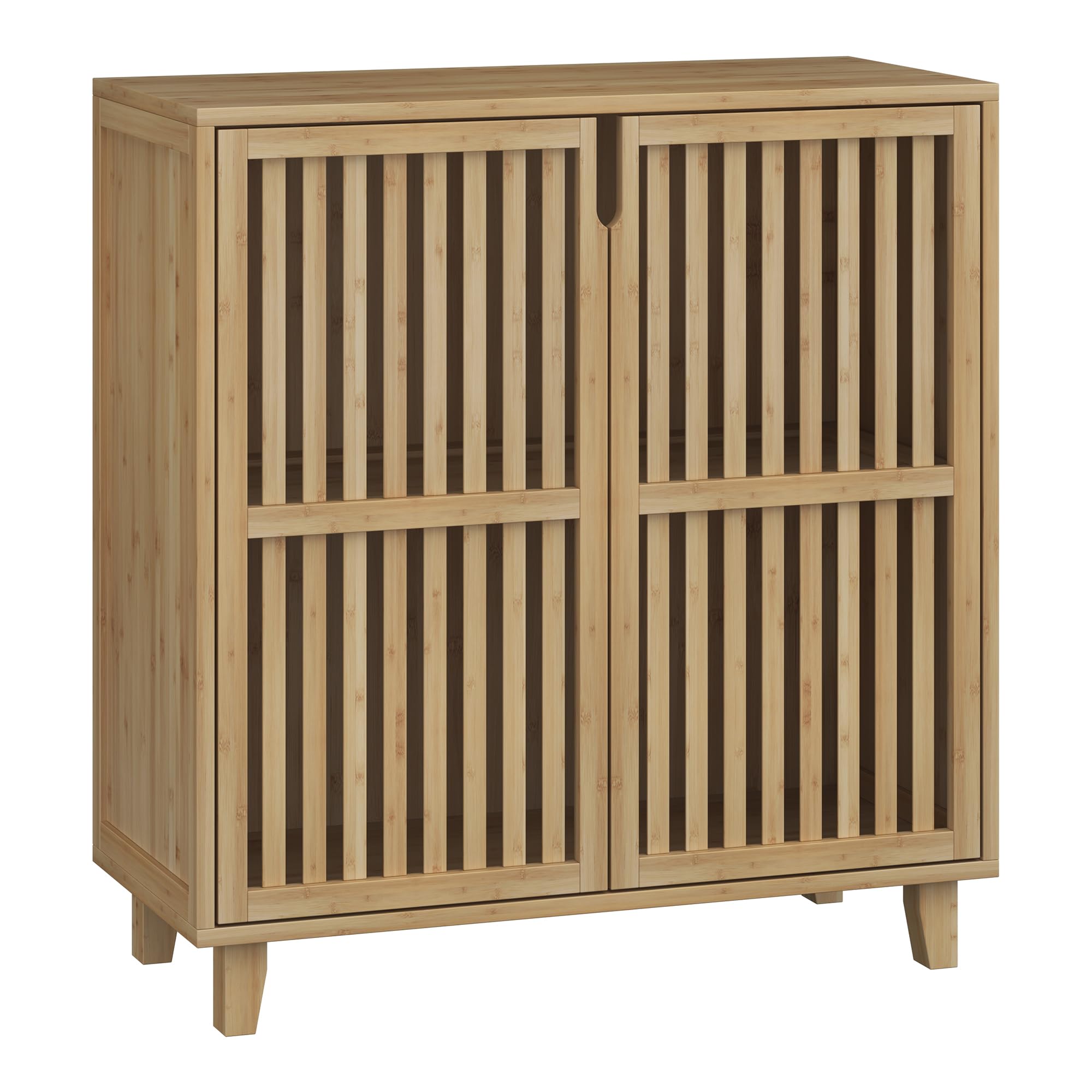 [en.casa] Mobile Contenitore Multifunzionale Armadio a 2 Ante Credenza con 2 Scomparti Vani Portaoggetti per Soggiorno Camera da Letto Bagno 77 x 72 x 33 cm in Bambù Naturale