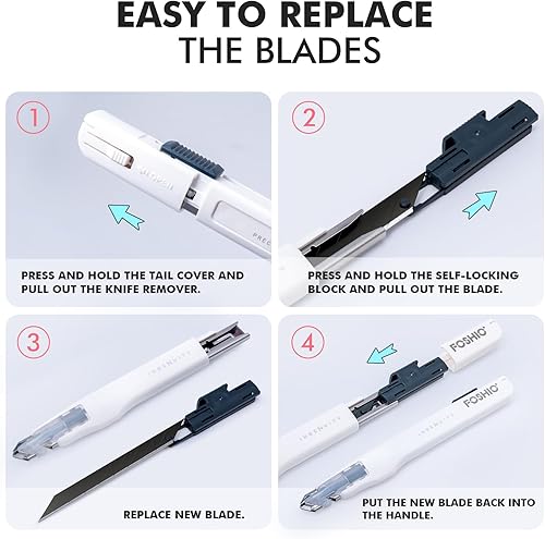 Miniatura 4 de FOSHIO Cuchillo de manualidades para arte, manualidades, fabricación de modelos, cuchillo utilitario retráctil con bloqueo automático con 10