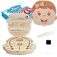 Vista 1 de Caja de dientes de bebé para niñas, almacenamiento de dientes de madera y caja de ahorro para dientes perdidos, regalo de cumpleaños y ducha