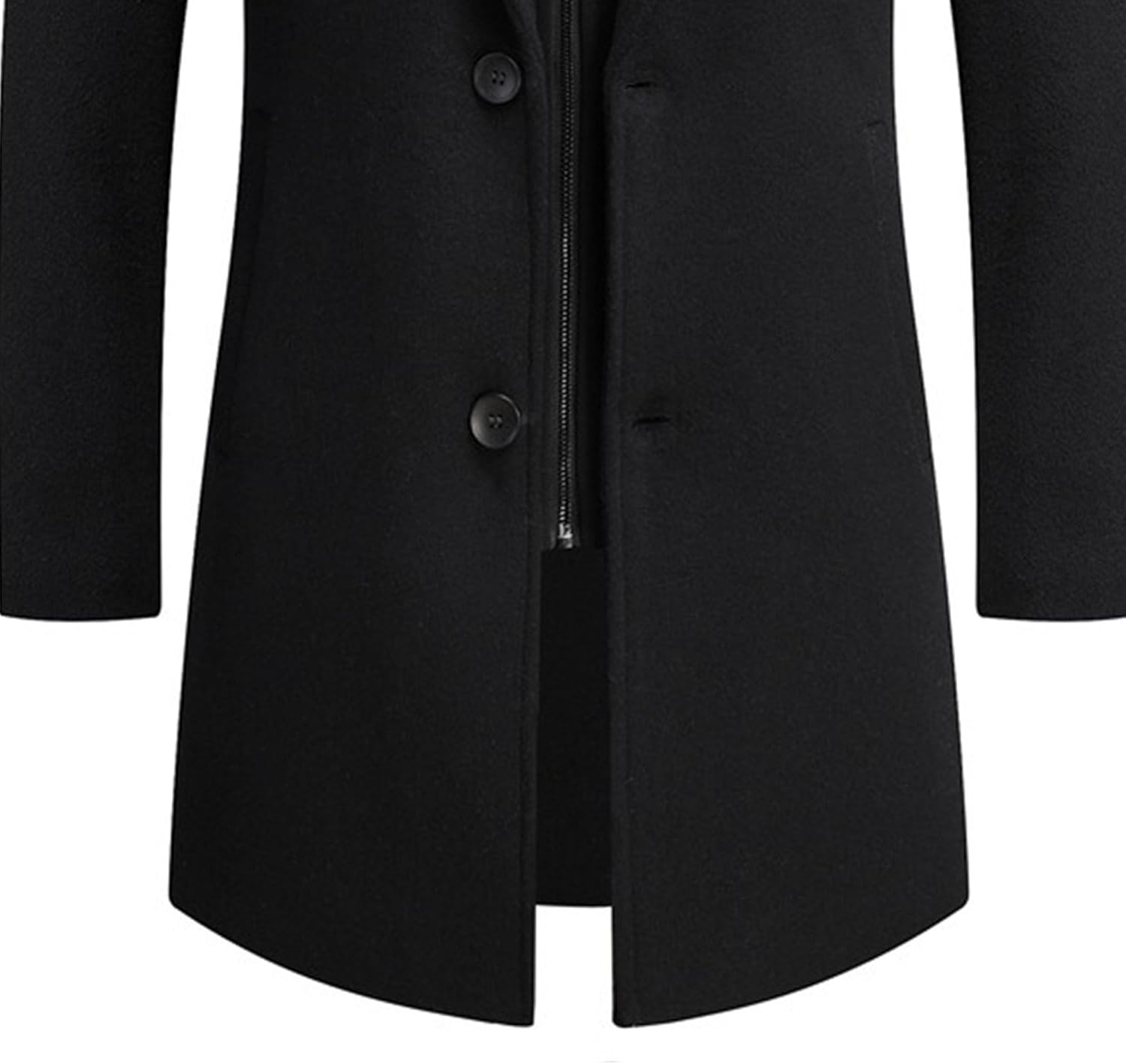Mens Trench Coat with Detachable Hood Winter Casual Wool Blend Pea Coat Single Breasted Classic Business Overcoat