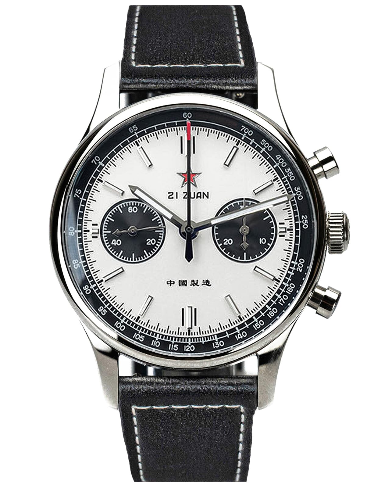 SUPANK302SN Herren-Armbanduhr 1963, 40 mm, Renn-Panda, Seagull ST1901, Saphirglas, Chronograph, silber, 40 mm