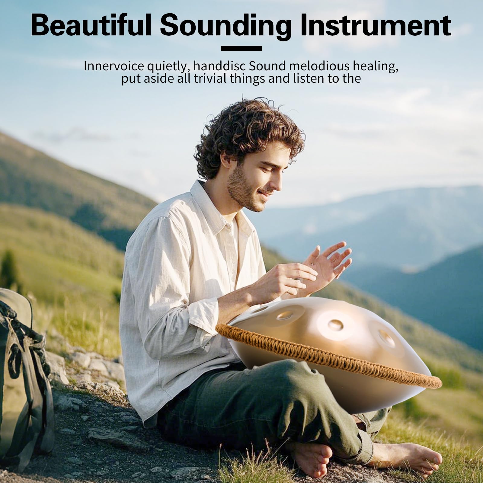 Handpan, strumento da 22 pollici, 10 note, 432 Hz, Hand Pan, Handpan Drum in Re minore, con borsa per tamburo, bacchette, supporto Steel Pan, per principianti, professionisti, musicoterapia