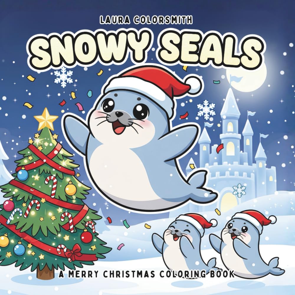 Snowy Seals - A Merry Christmas Coloring Book: Adorable Seals in a Snowy Wonderland – Cozy Christmas Coloring Book for Relaxation and Holiday Joy (Coloring Book for Christmas)