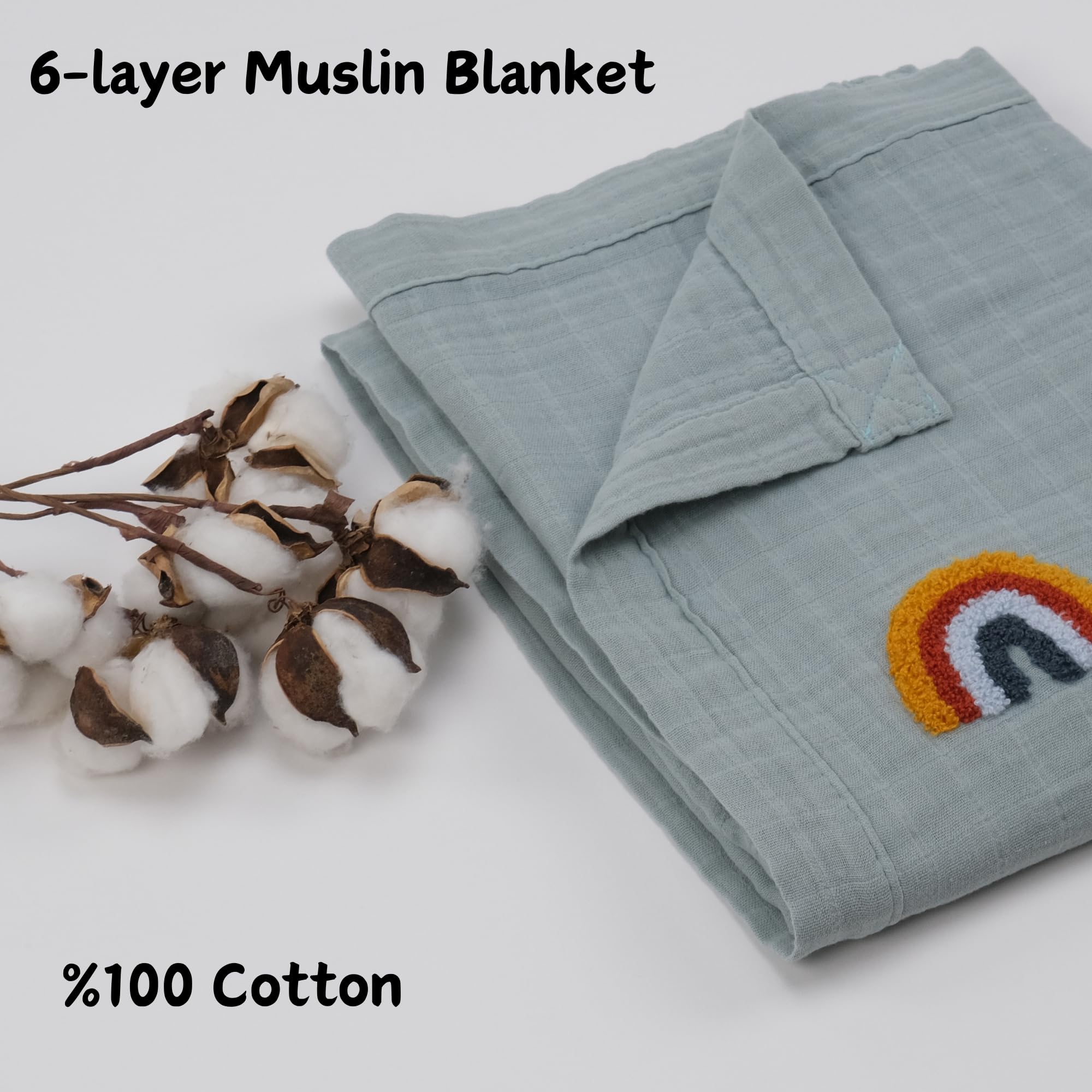 BEBELOP Muslin Baby Blanket – 4 Layer 100% Cotton, 110x120 Cm, Organic, Swaddle & Stroller Blanket