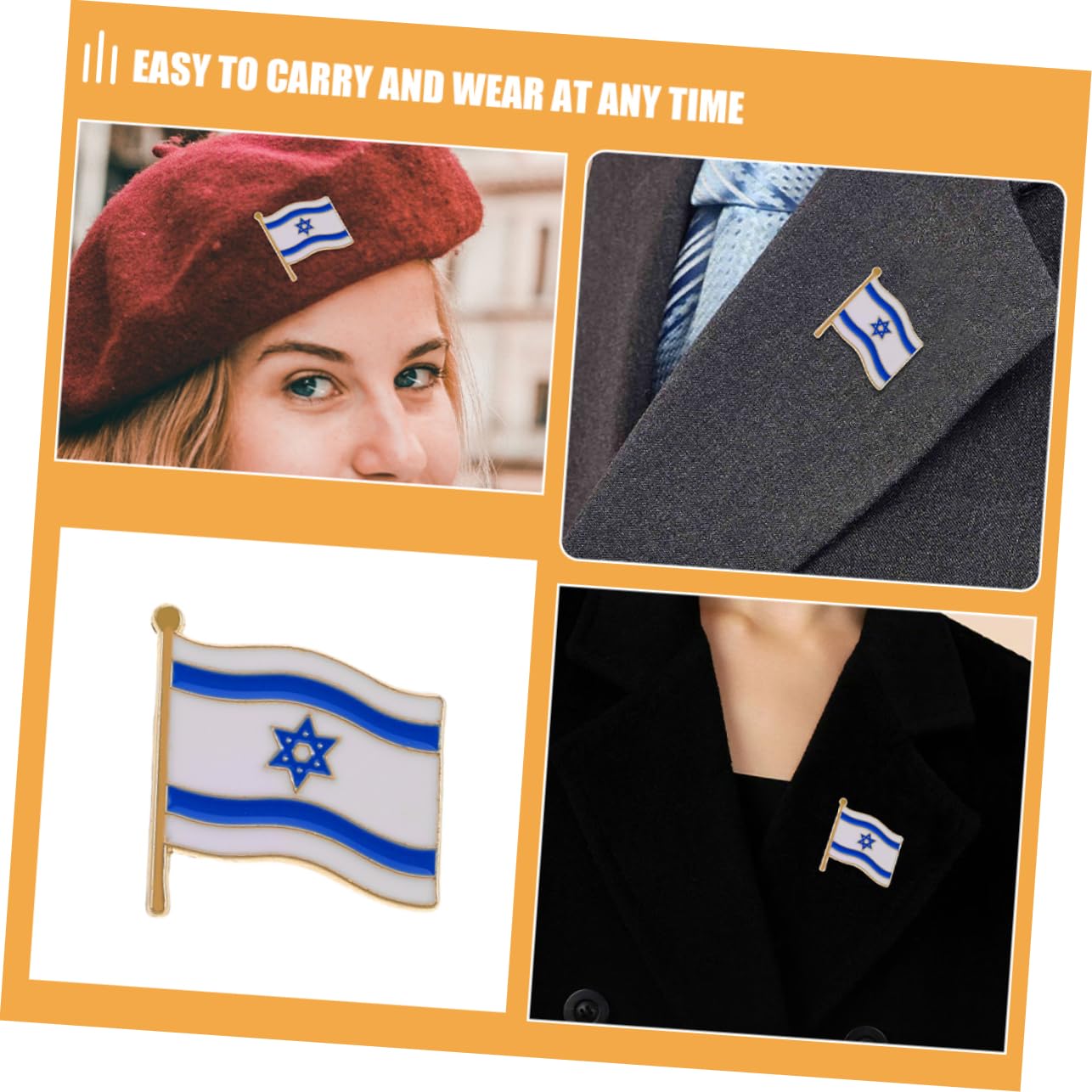 ibasenice Pines de Solapa Bandera de Israel, Broches de Aleación Ligeros y Creativos Set de 3 Esenciales para Fiestas y Ocasiones Obsequios
