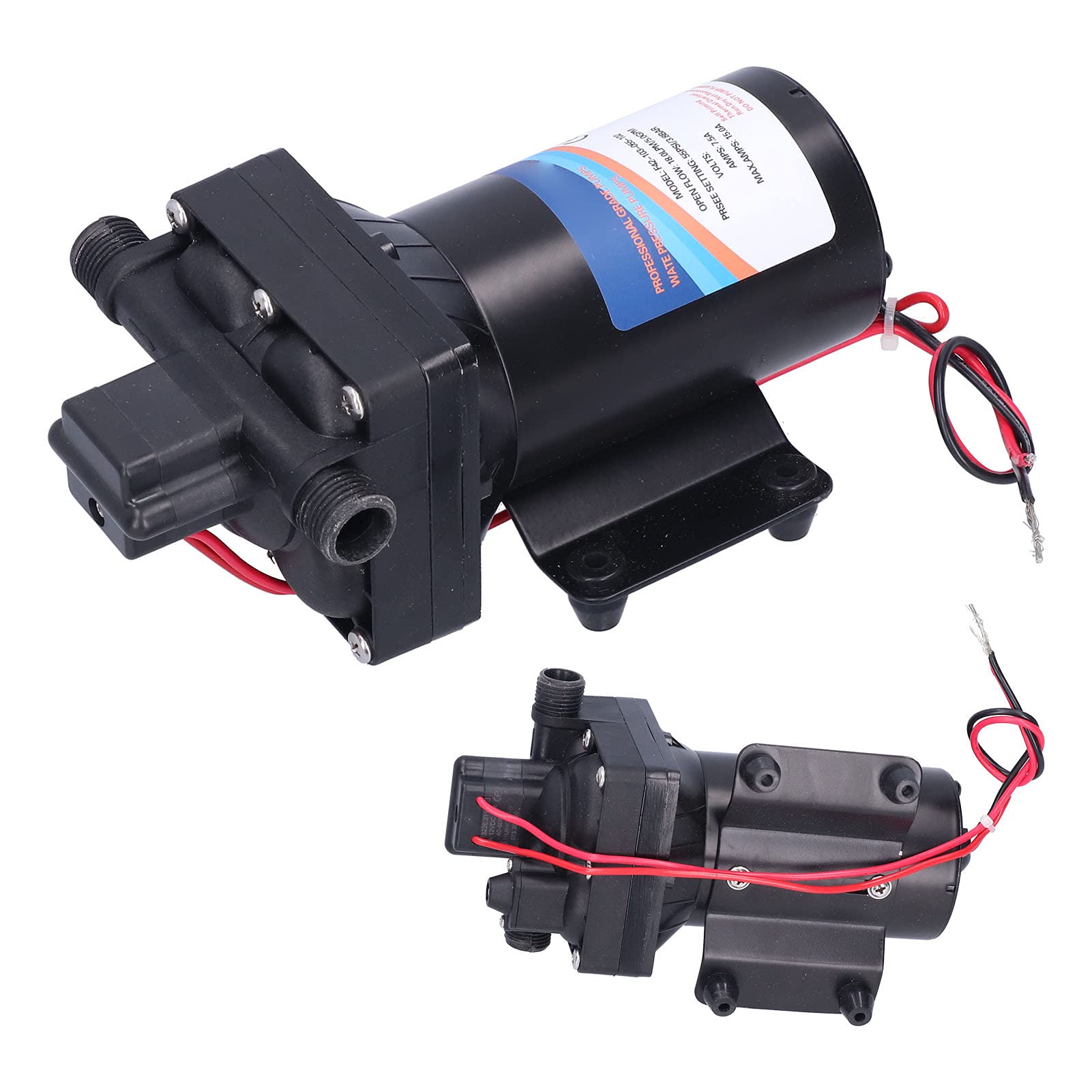 Para riego y lavado de autos - Bomba de agua de alta presión autocebante de 24 V CC - Bomba de diafragma con diseño de cuatro cámaras - Caudal de 8 litros - Elevación de succión (F42-103-055-202（24V）)