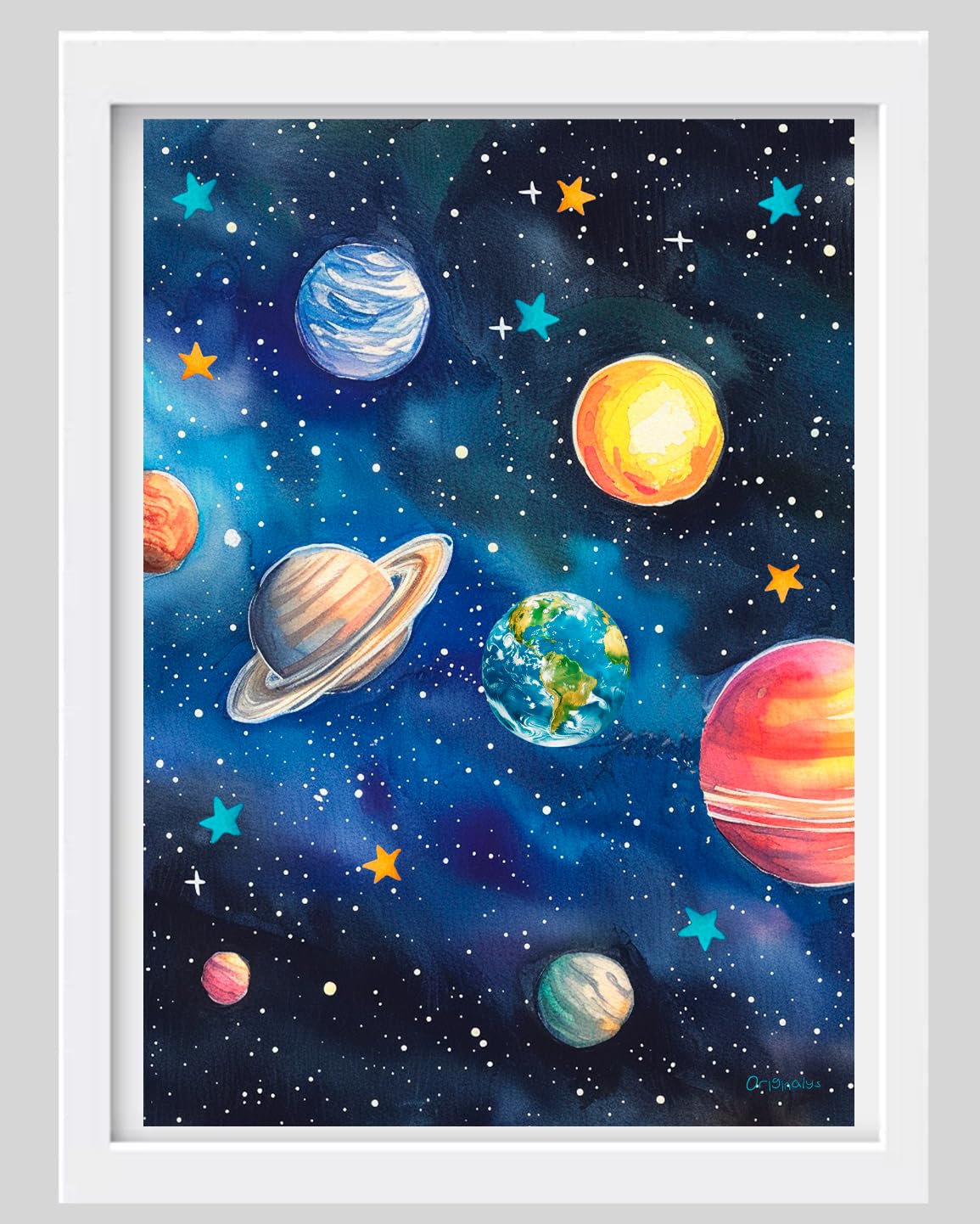 Lot 4 Affiches Astronaute Fusée Espace - Déco Murale Chambre Enfant A4 Cadre Non Inclus
