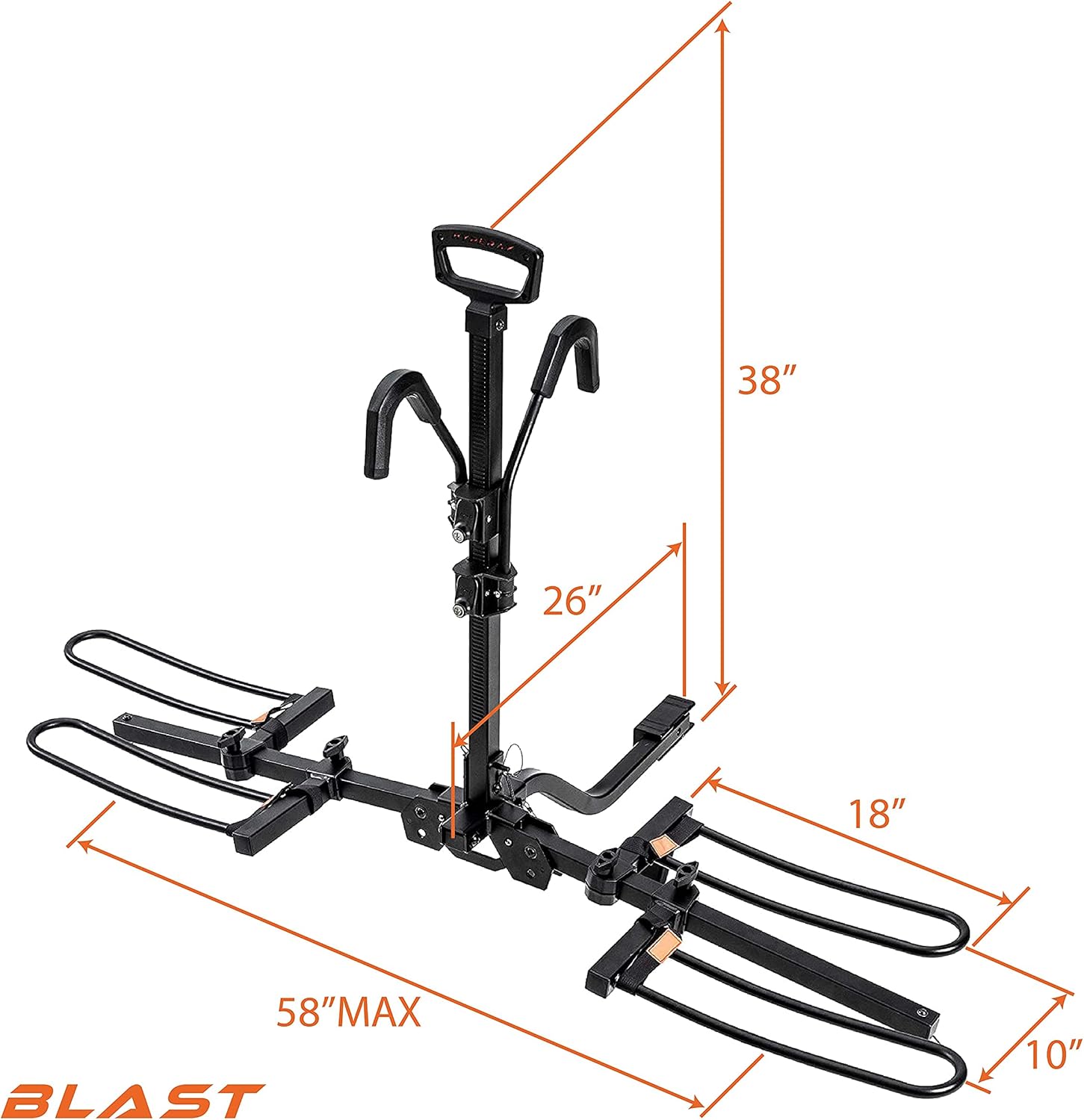 HYPERAX Blast 2 -Hitch Mounted E Bike Rack Carrier for 2 inch/1.25-inch Hitch- Fits Up to 2 X 55 lbs E Bikes MTBs Gravel Road Bikes with Up to 3-inch Tires Suitable for SUV, Trucks, Sedan, NO RV USE! : Sports & Outdoors