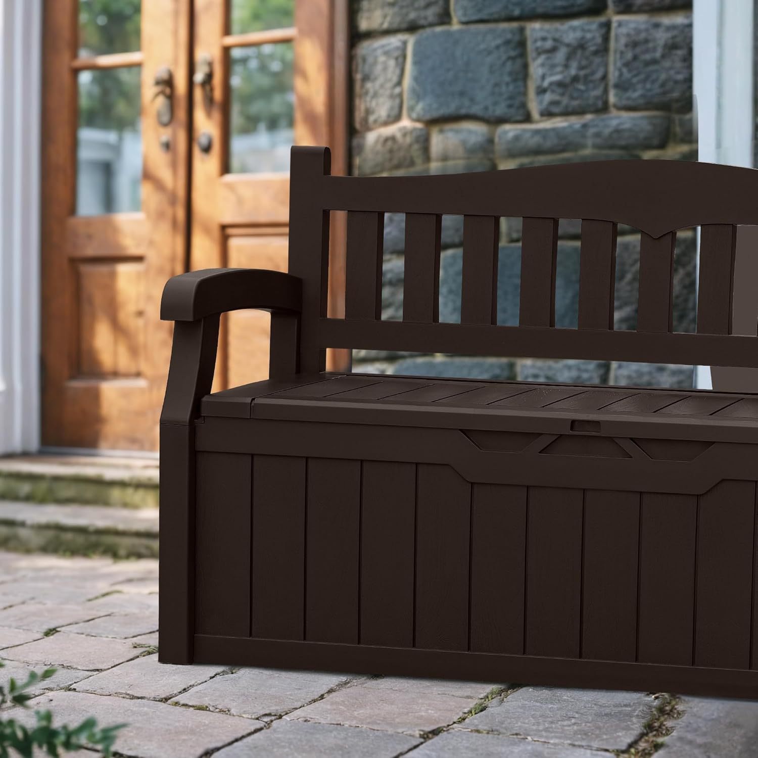 Product dimensions of Devoko 80 Gallon Storage Bench Deck Box