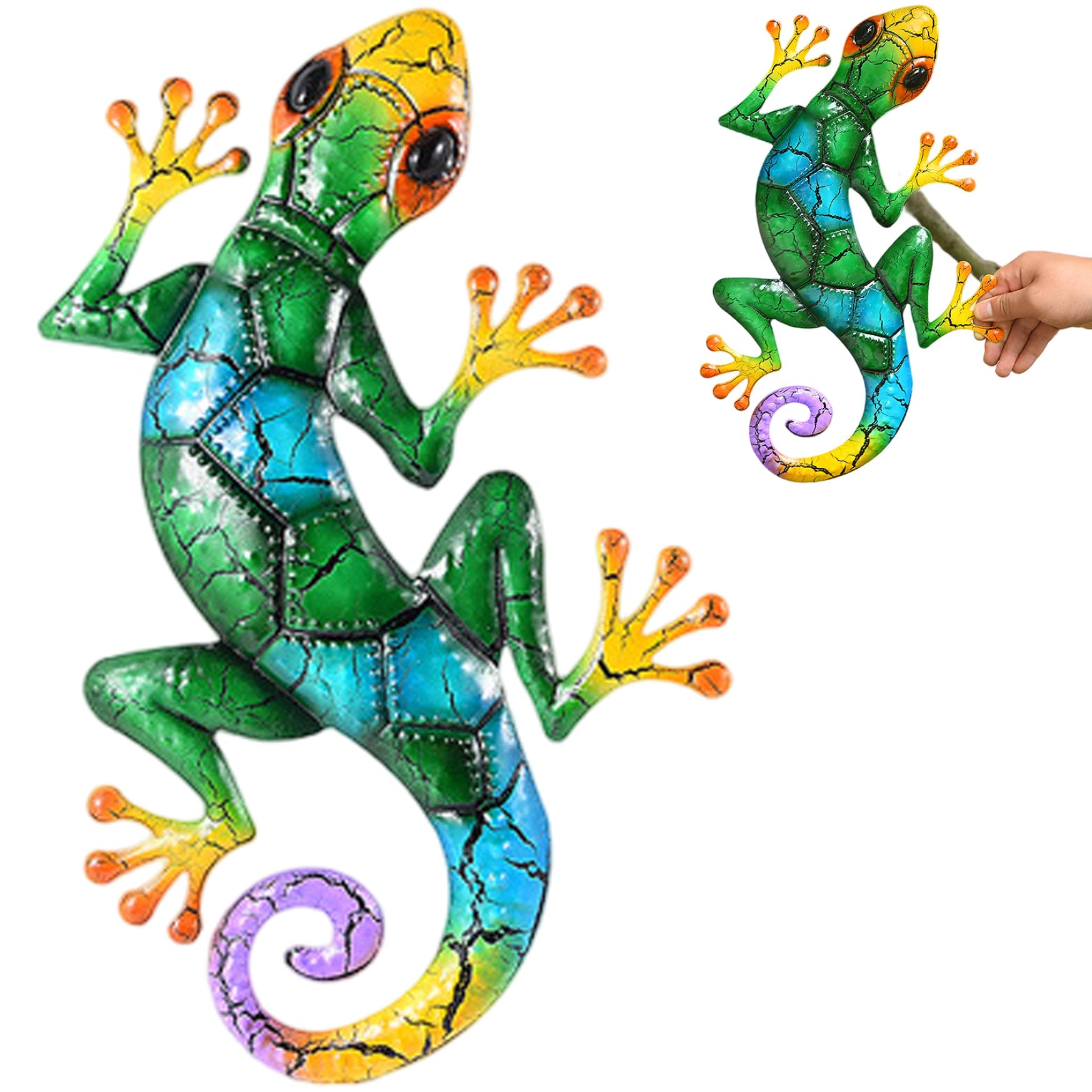 Art mural réaliste en métal gecko lézard pour décoration extérieure terrasse balcon