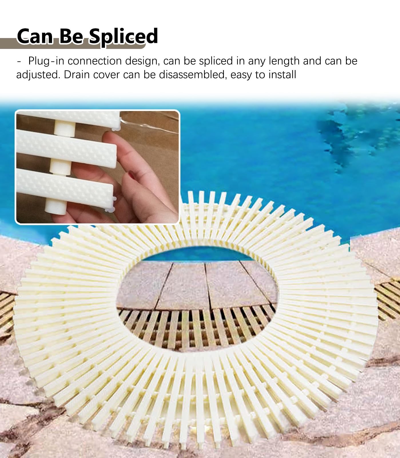 Tapa Desague Terraza Cubierta de Desagüe de Ducha Flexible de Plástico, Rejillas de Drenaje Desmontables para Exterior, Cubierta de Desbordamiento para Mantenimiento(18cm(7 1/8"))