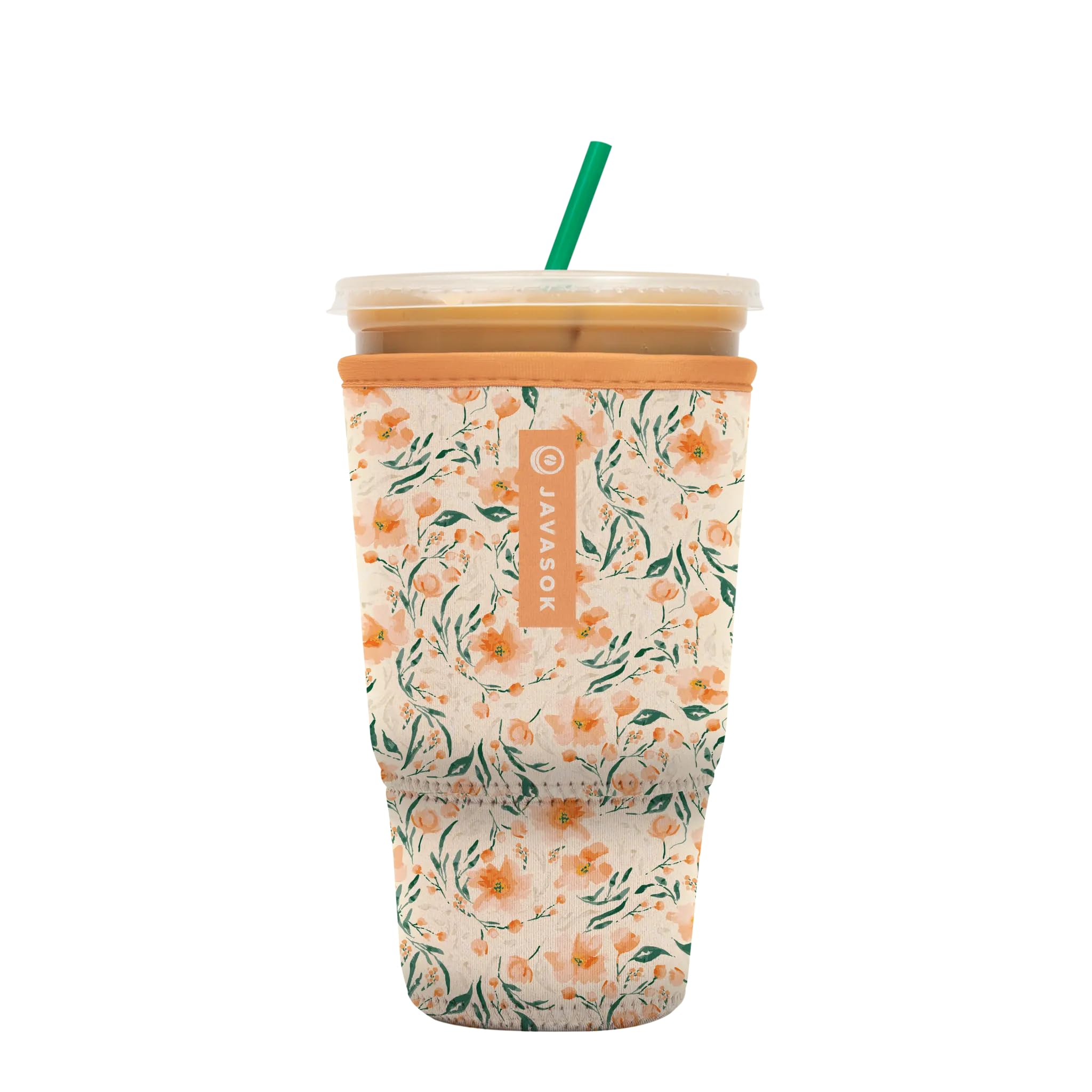 Sok It JavaSok Iced Coffee &amp; Cold Soda Insulated Neoprene Cup Sleeve (Blush Blossoms, XLarge: 38-42oz)