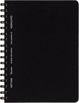 Kokuyo Spiral Graph Notebook, 5.8 x 4.1 Business Journal A6 Soft Ring Notebooks with 5mm Grid Ruled, 70 Perforated Sheets, Black 1 Subject Notebook, Note Taking for Work.Japan ImportSU-SV457S5-D