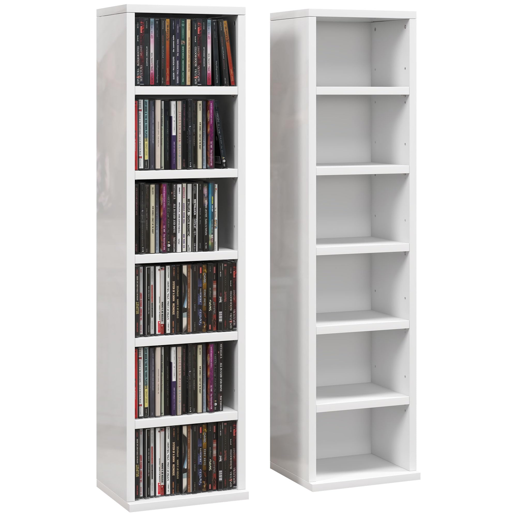 HOMCOM 204 CD Media Display Shelf Unit Set of 2 Blu-Ray Tower Rack w ...