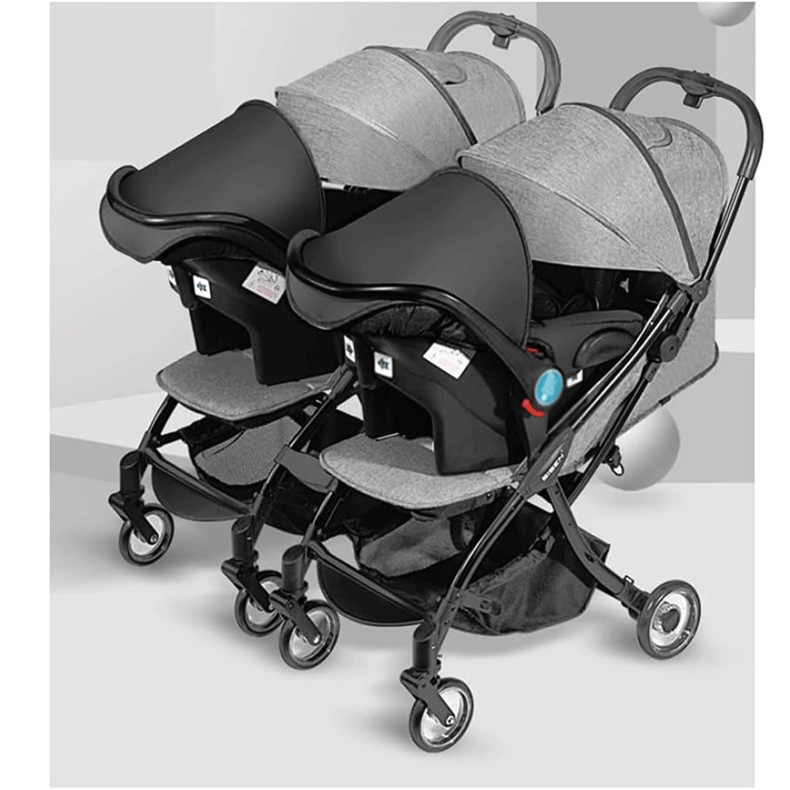Rieort Cochecito Doble extraíble, cochecitos en tándem, Dosel Ajustable, Carrito de bebé de Aluminio de 38,5 ''* 25,9'' * 39,3''