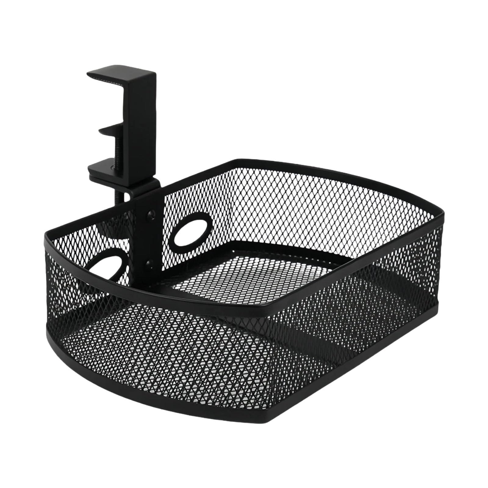 Organizador de escritorio giratorio de 360 grados, instalación sin agujeros, bandeja de almacenamiento de metal para suministros de oficina, oficinas en casa, solución de ahorro de espacio