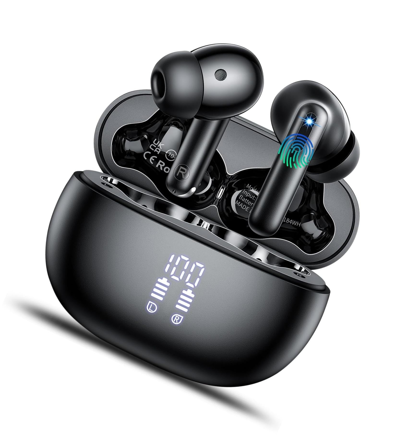 VEKJ AI Language Translation Earbuds Real Time, Supports 164 Languages With AI App, 3-in-1 Bluetooth 5.4 Translator Earbuds with 7 Trans Modes, 42H Translation Device fit Business/Travel, Deep Black โ image 1