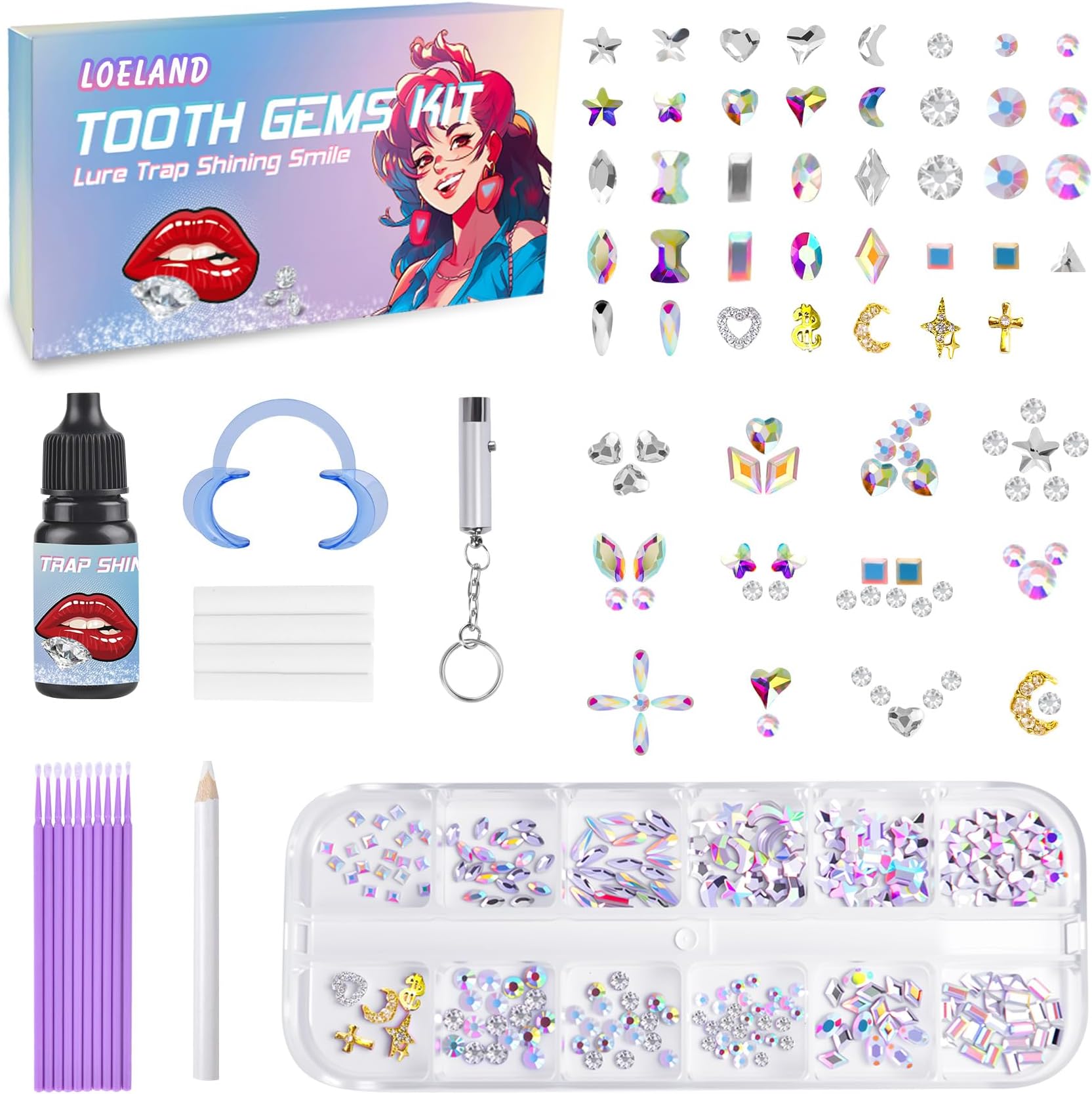 Loeland Tooth Gem Kit,DIY Crystal Jewelry Kit Teeth Jewelry Kit,Professional Fashionable Teeth Jewelry Kit,Teeth Jewelry Starter Kit