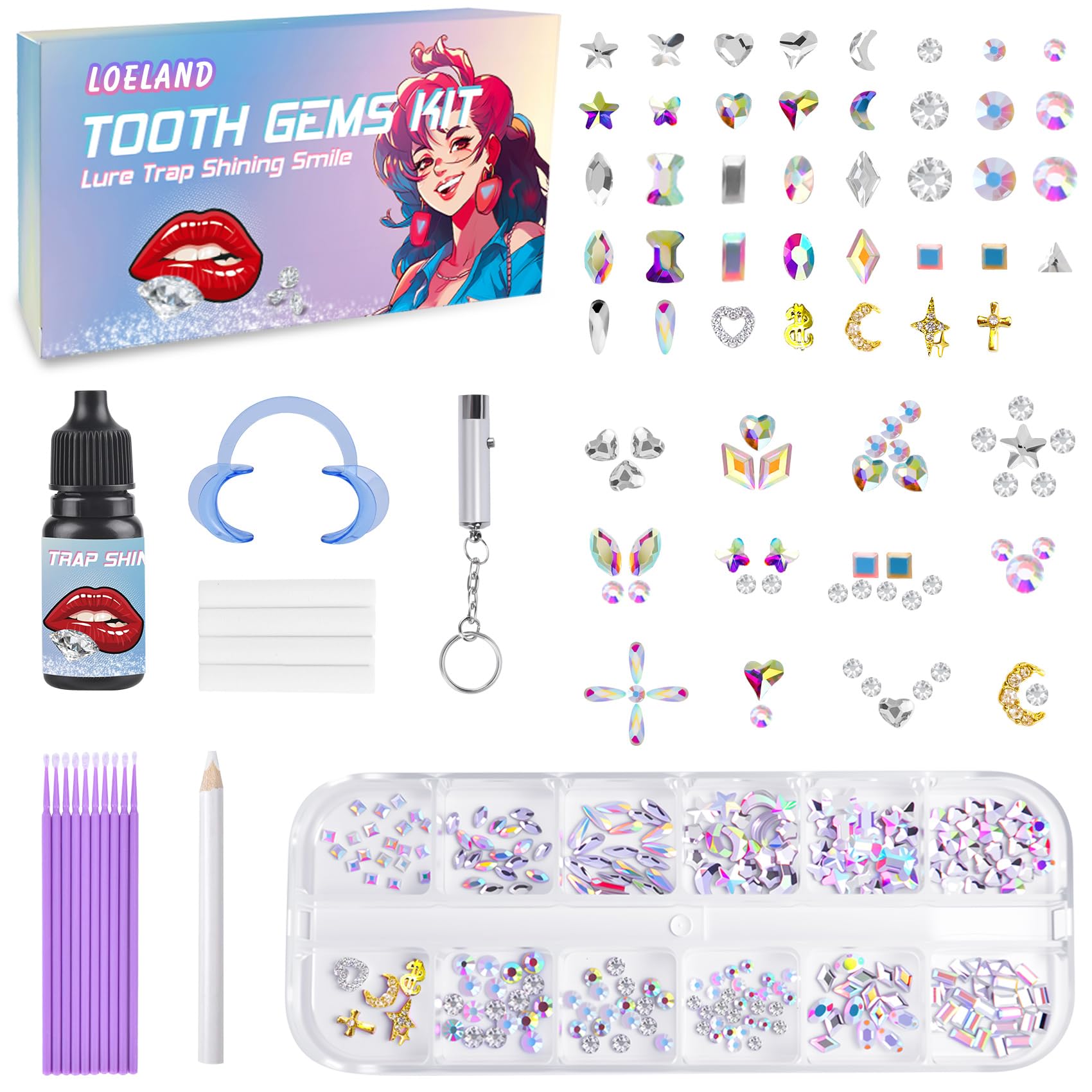 Loeland DIY Crystals Jewelry Kit - Professional & Fashionable Teeth Gems Starter Set