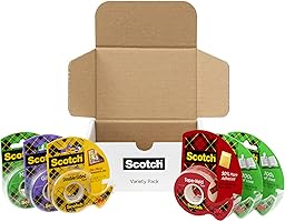 Scotch Tape Variety Pack, Includes 3 Rolls Magic Tape, 1 Roll Gift-Wrap Tape, 1 Roll Double-Sided Tape, and 1 Roll Super...
