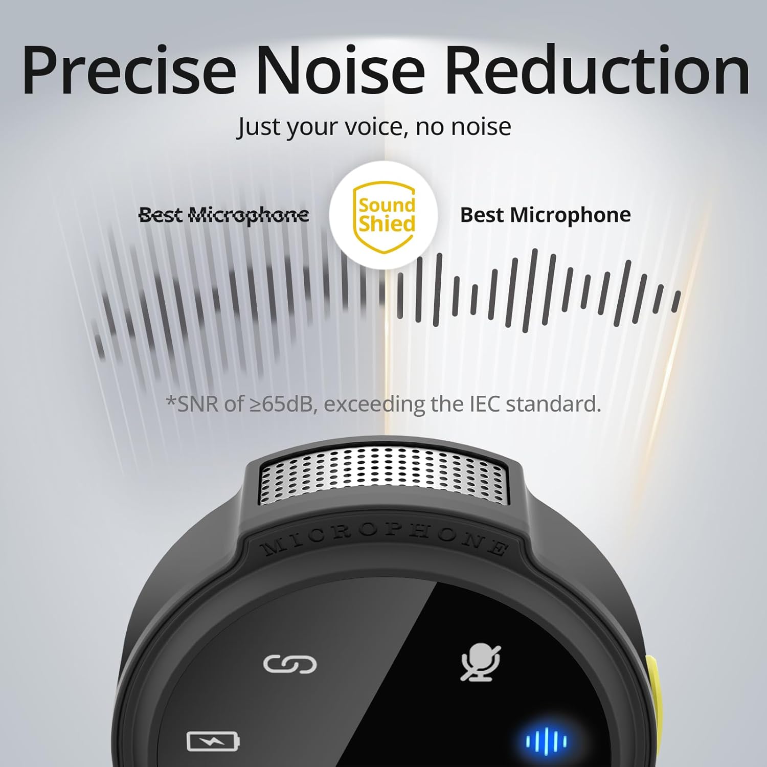 Hingso Wireless Lavalier Microphone for iPhone, Android, 48khz, 50Hrs Battery, Noise Cancellation, Magnetic Clip iPhone Microphone for Video Recording, Streaming, Vlogging