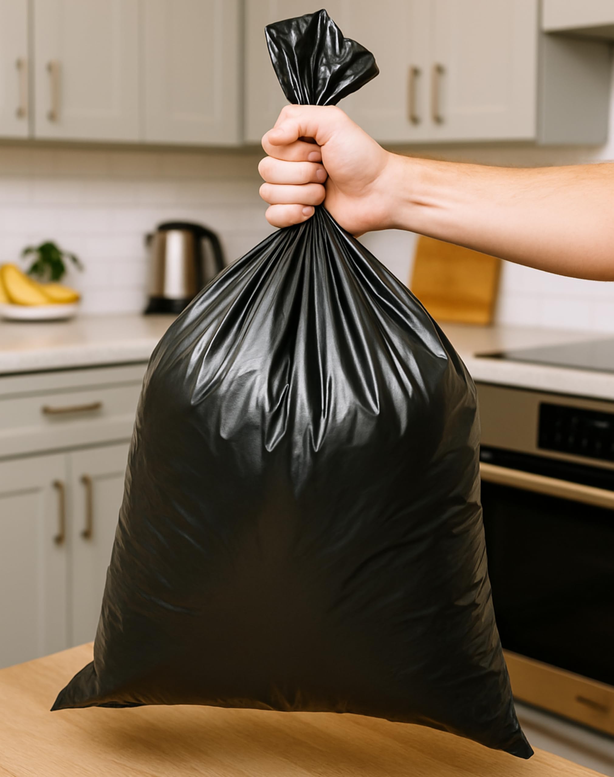 Babylonplast Worki na śmieci, 60 l, bardzo mocne, czarne, stabilne, odporne na rozerwanie, 68 x 73 cm, nadają się do recyklingu i przyjazne dla środowiska, worki na odpady budowlane 35 µ (375)