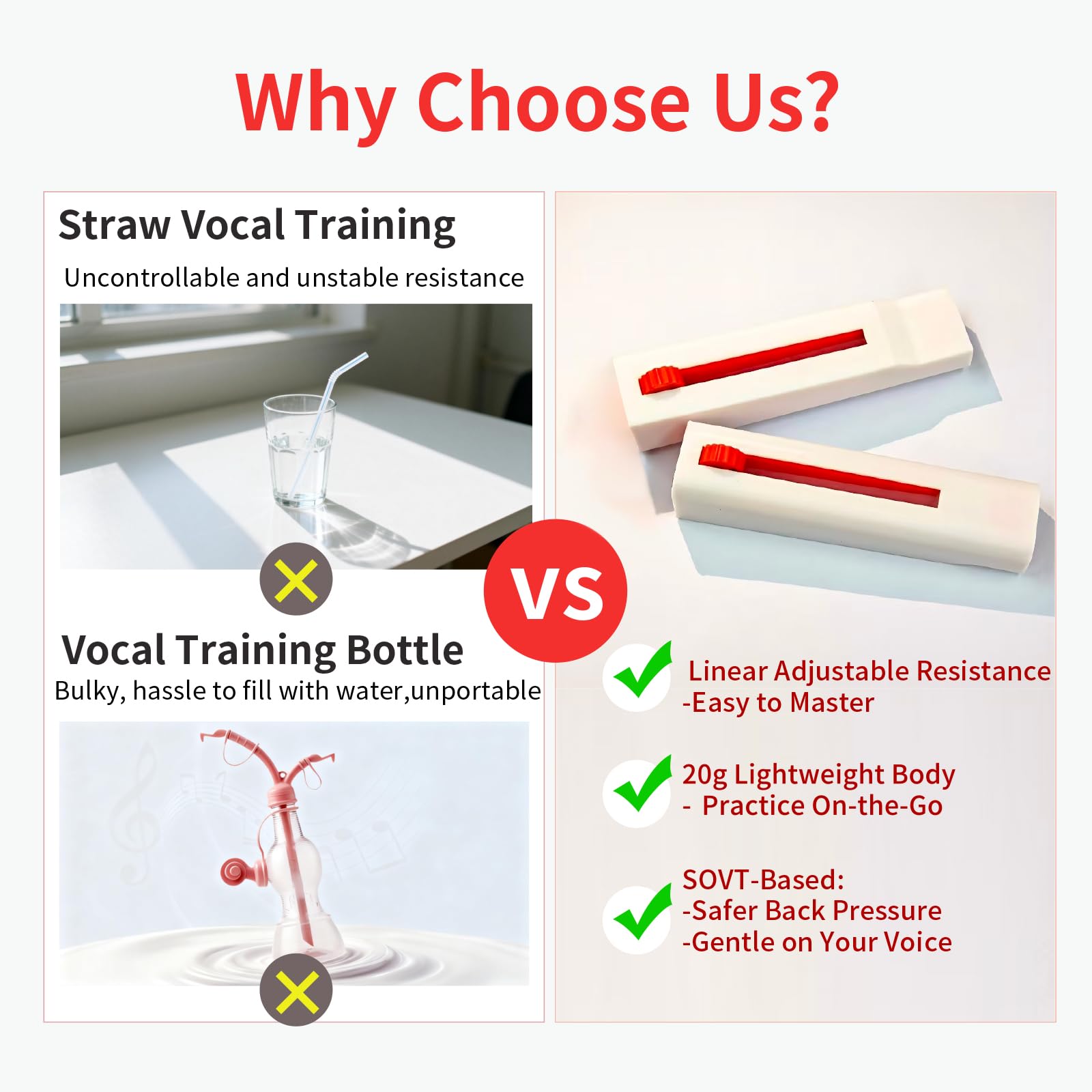 Resistenza regolabile Vocal Trainer Controllo lineare della resistenza Respirazione e Strumento di allenamento vocale per cantanti Allenamento vocale Fischietto per riscaldamento vocale e