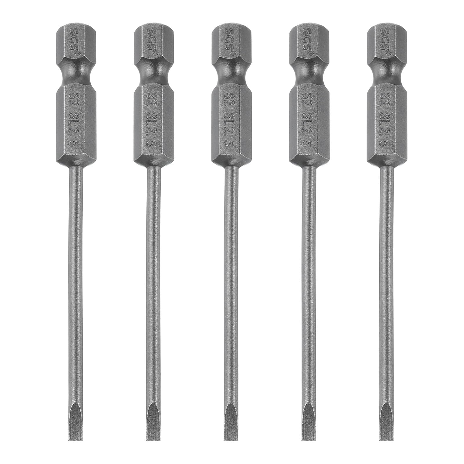 TA-VIGOR 2.5mm Magnetic Slotted Tip Flat Head Screwdriver Bits S2 Steel 5pc — image 1