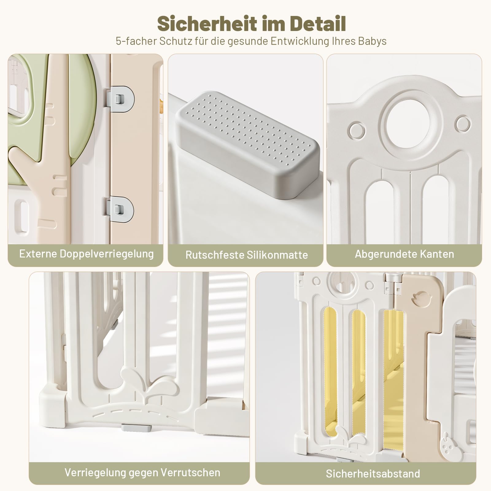 Laufstall Baby Faltbar 150x150, Groß Laufgitter Baby mit Mini-Basketballkorb, XXL Tragbar Playpen mit Tür für Babys&Kleinkinder, Montessori Spielboard&Babyzaun Kunststoff für Innen&Außen