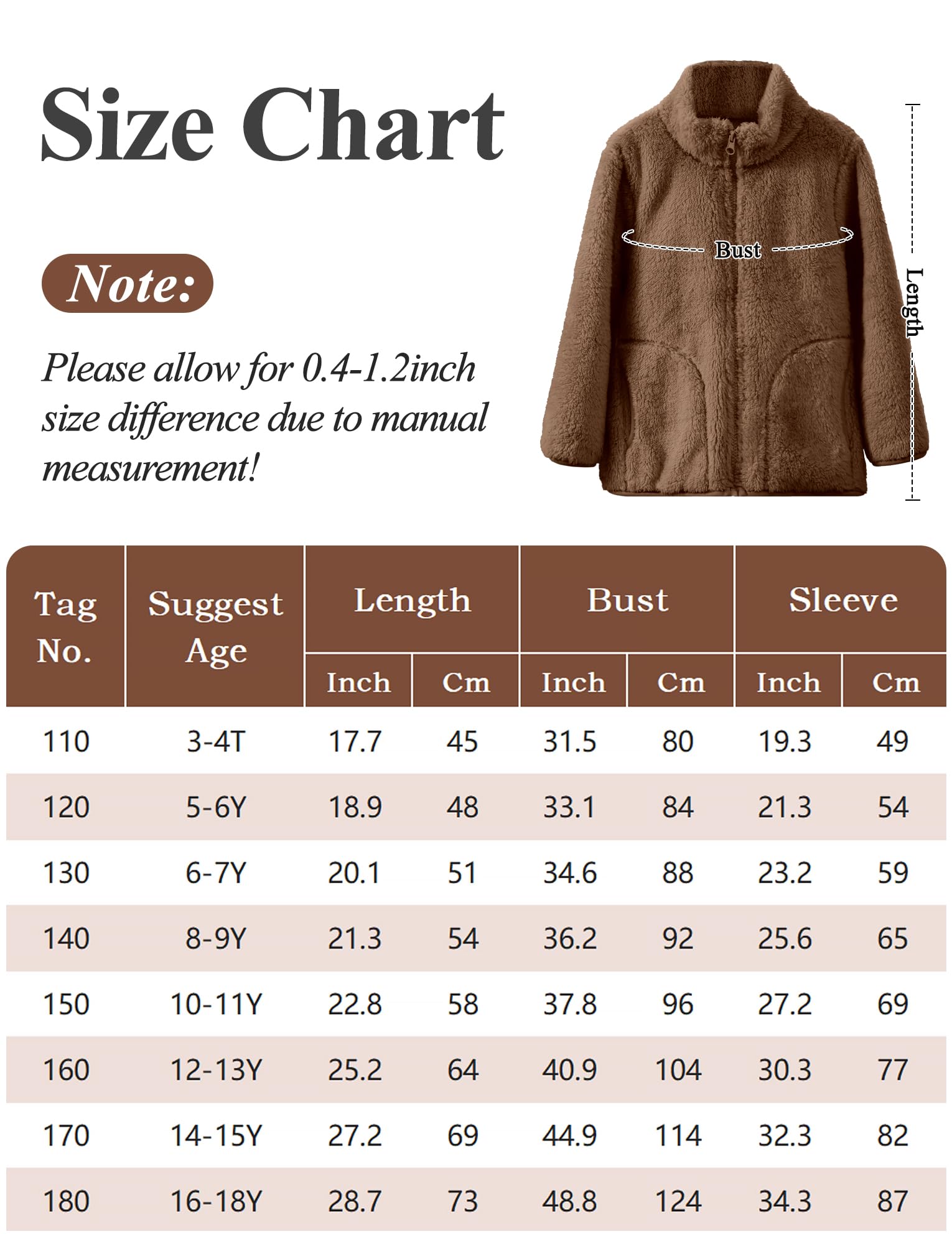 Happy Cherry Chaquetas de forro polar para niñas con cremallera completa, para ocio, chaqueta de forro polar de punto, unisex, cálida, chaqueta de entretiempo para deportes de invierno, senderismo